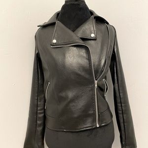 Faux leather motorcycle jacket